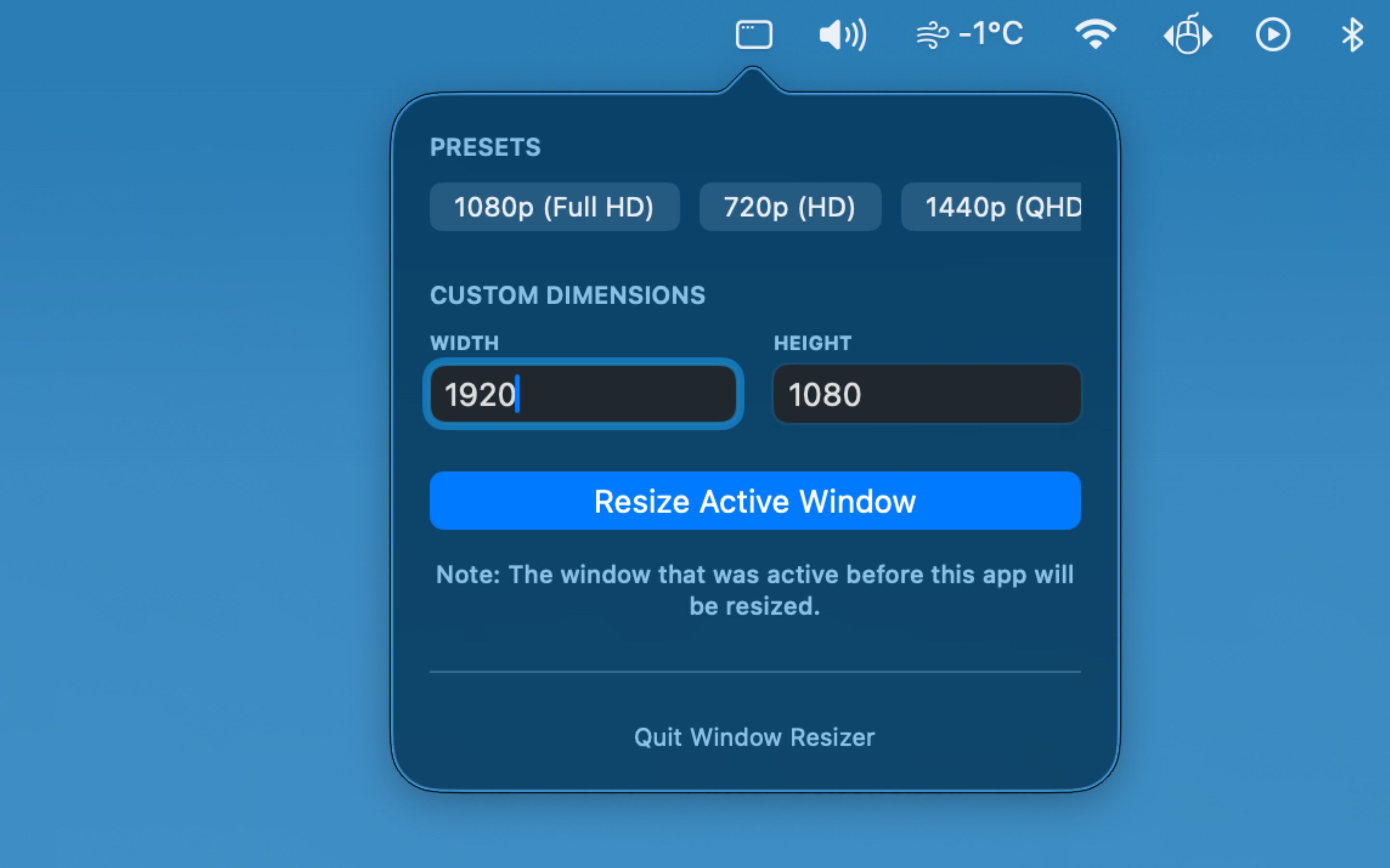 Window Resizer app interface preview